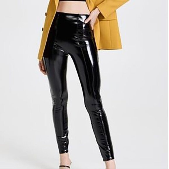 Juicy Couture Shiny Vinyl Black Faux Patent Leather Pants - Picture 1 of 5